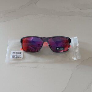 UNDER ARMOUR KICKOFF Sunglasses Red Mirror Lens Rectangular Gray Frame NEW
